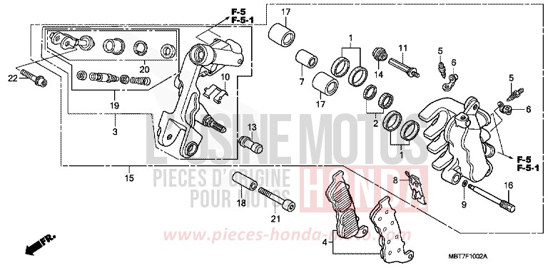 FRONT BRAKE CALIPER (L.) for Varadero ABS BLOOM RED METALLIC (R319) from 2007